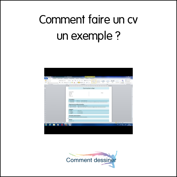 Comment faire un cv un exemple